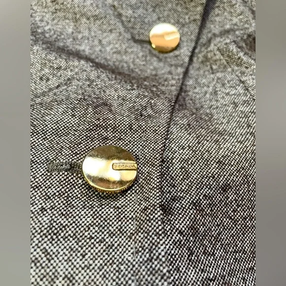 Escada Silk Wool Asymmetrical Blazer EU 36 Gold Button Taupe - Picture 3 of 7